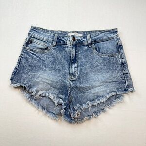 KanCan Size 11 Blue Jean Shorts High-Waisted Distressed